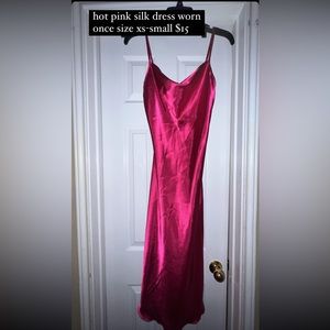 Hot pink silk dress. worn once
